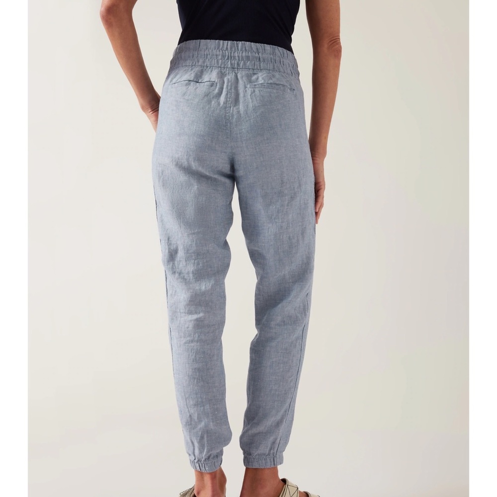 Athleta Cabo Linen Jogger Pants Blue - Picture 2 of 6